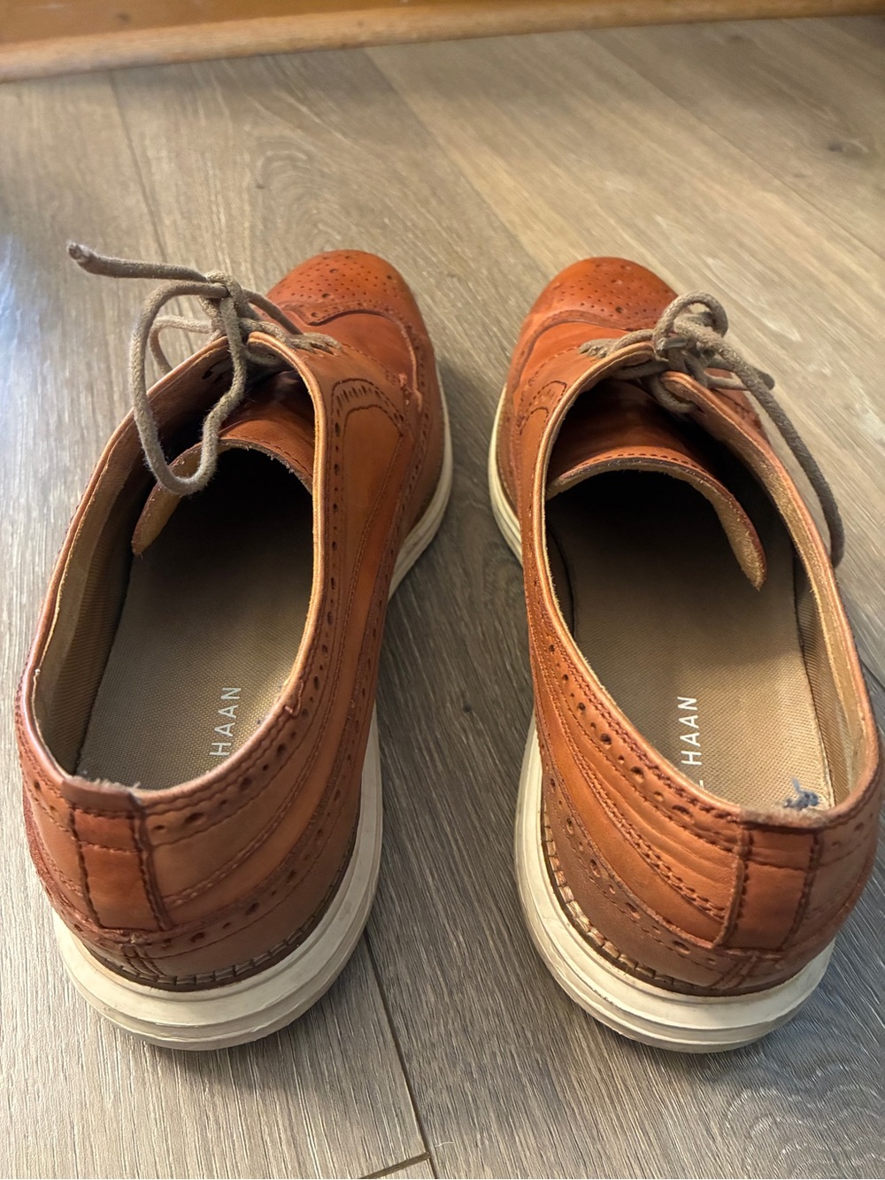 Cole Haan Men’s Brown Leather Wingtip Oxfords size 11.5 - Picture 3 of 7